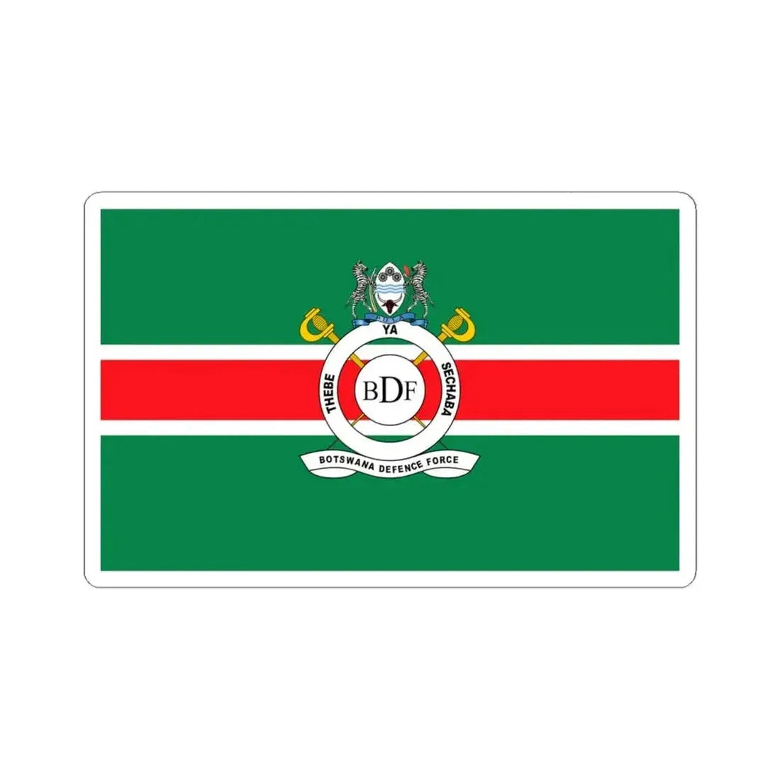 Flag of the Botswana Defence Force (Botswana) STICKER Vinyl Kiss-Cut Decal 6 Inch White - The Sticker Space