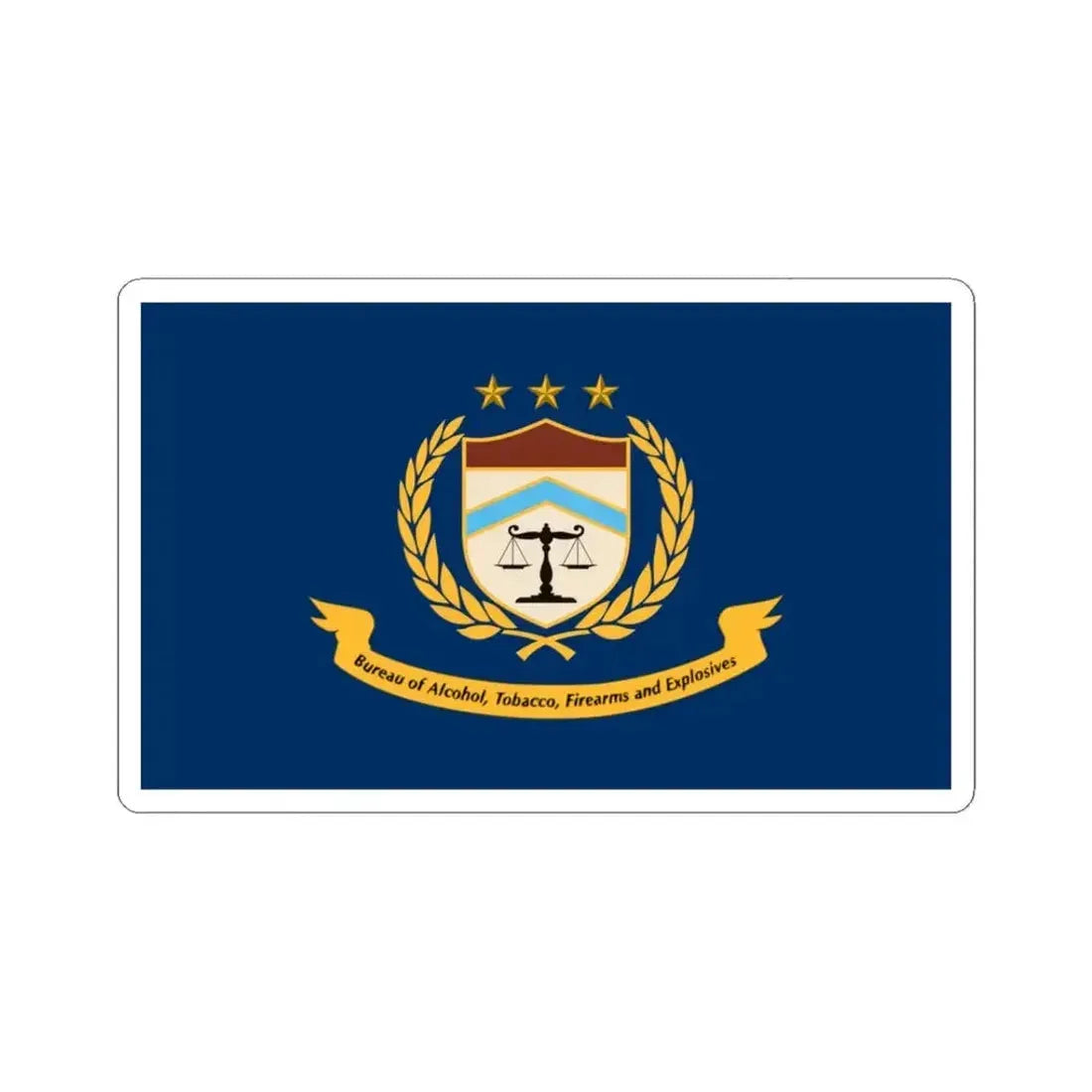 Flag of the Bureau of Alcohol Tobacco Firearms and Explosives (United States) STICKER Vinyl Kiss-Cut Decal 3 Inch White - The Sticker Space
