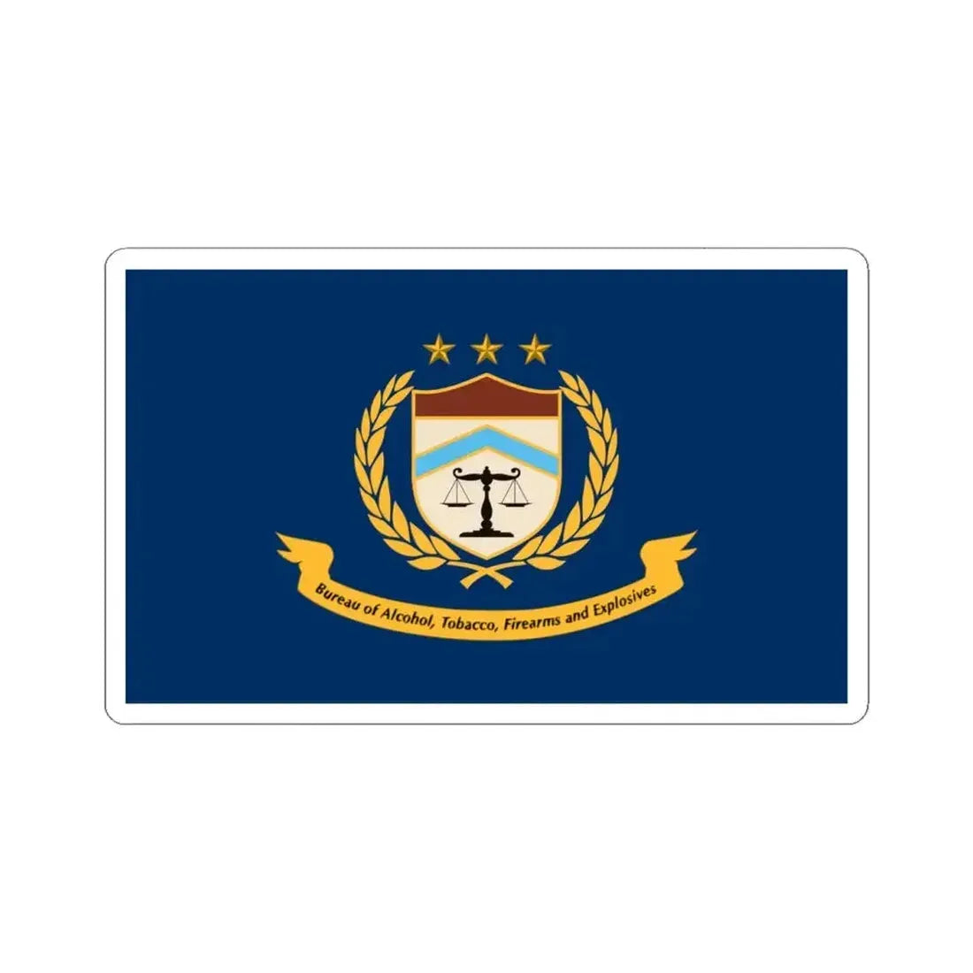 Flag of the Bureau of Alcohol Tobacco Firearms and Explosives (United States) STICKER Vinyl Kiss-Cut Decal 4 Inch White - The Sticker Space