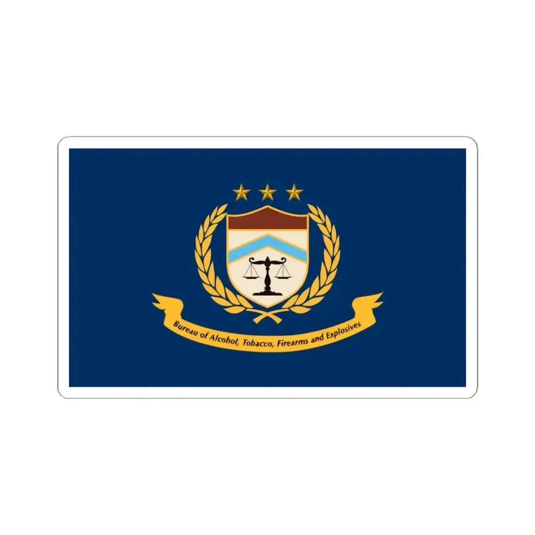 Flag of the Bureau of Alcohol Tobacco Firearms and Explosives (United States) STICKER Vinyl Kiss-Cut Decal 6 Inch White - The Sticker Space