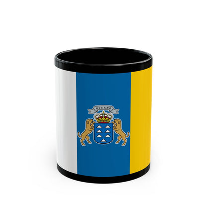 Flag of the Canary Islands Spain - Black Coffee Mug-11oz-The Sticker Space