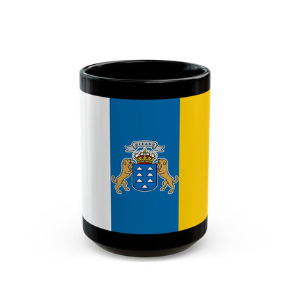 Flag of the Canary Islands Spain - Black Coffee Mug-15oz-The Sticker Space