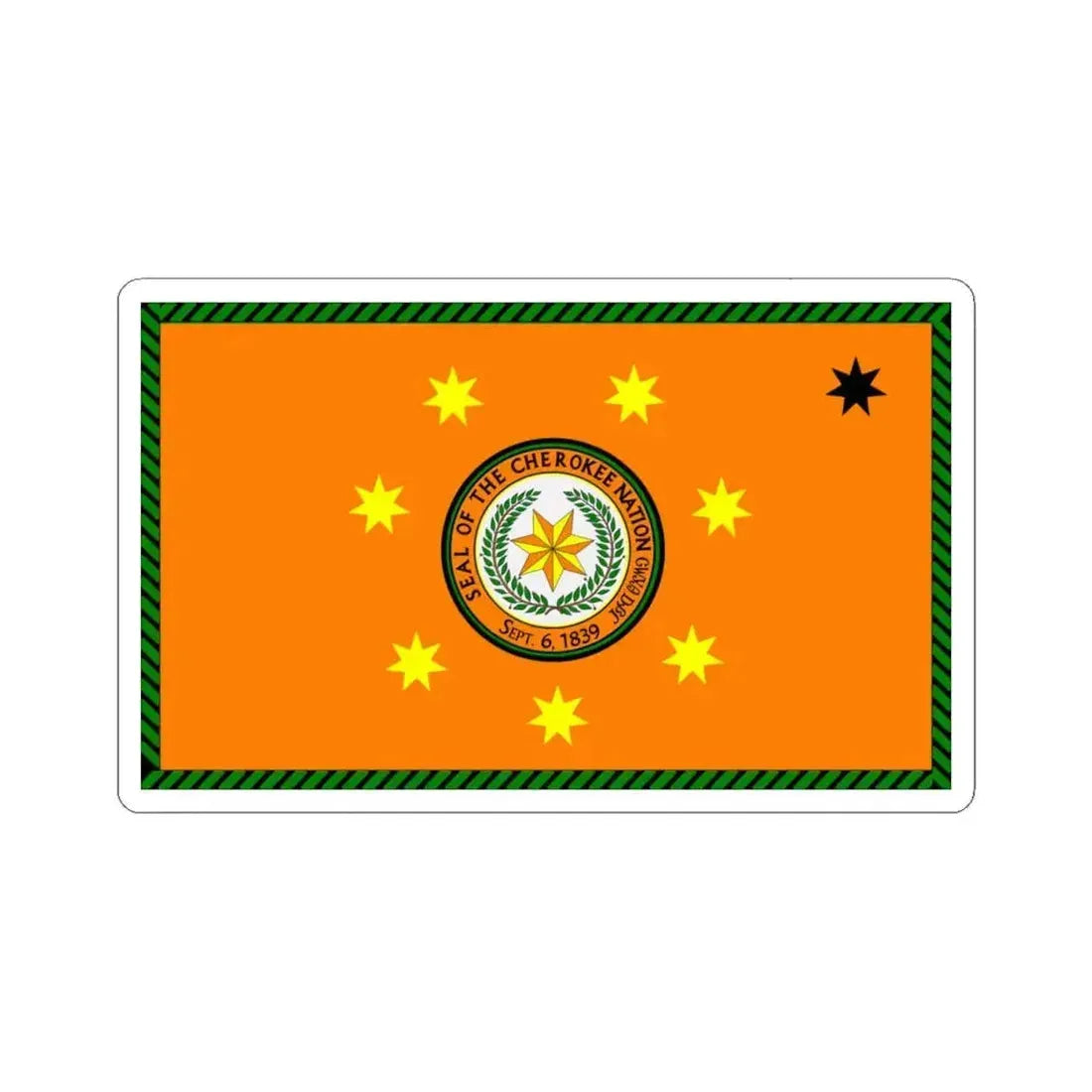 Flag of the Cherokee Nation (United States) STICKER Vinyl Kiss-Cut Decal 4 Inch White - The Sticker Space