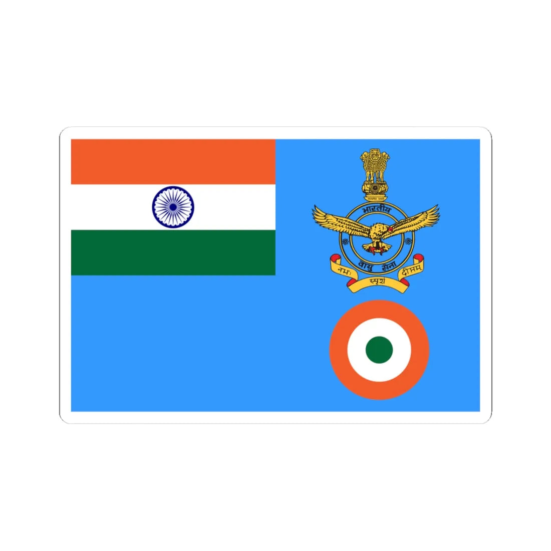 Flag of the Chief of Air Staff and Air Chief Marshal of the Indian Air Force (India) (Coat of Arms) STICKER Vinyl Kiss-Cut Decal 3 Inch White - The Sticker Space
