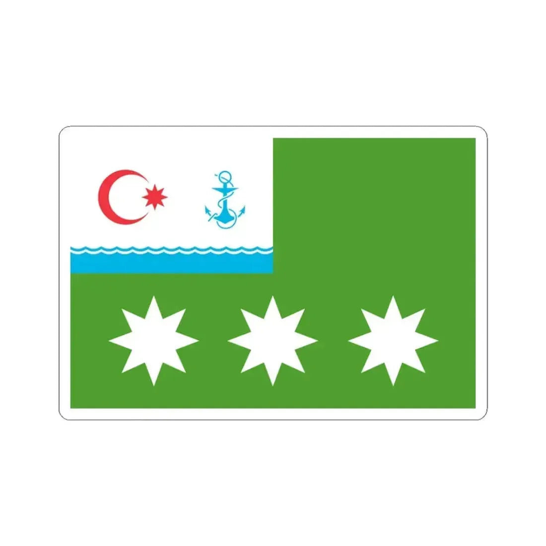 Flag of the Chief of the Azerbaijan State Border Service - Commander of Border Troops (Azerbaijan) STICKER Vinyl Kiss-Cut Decal 3 Inch White - The Sticker Space