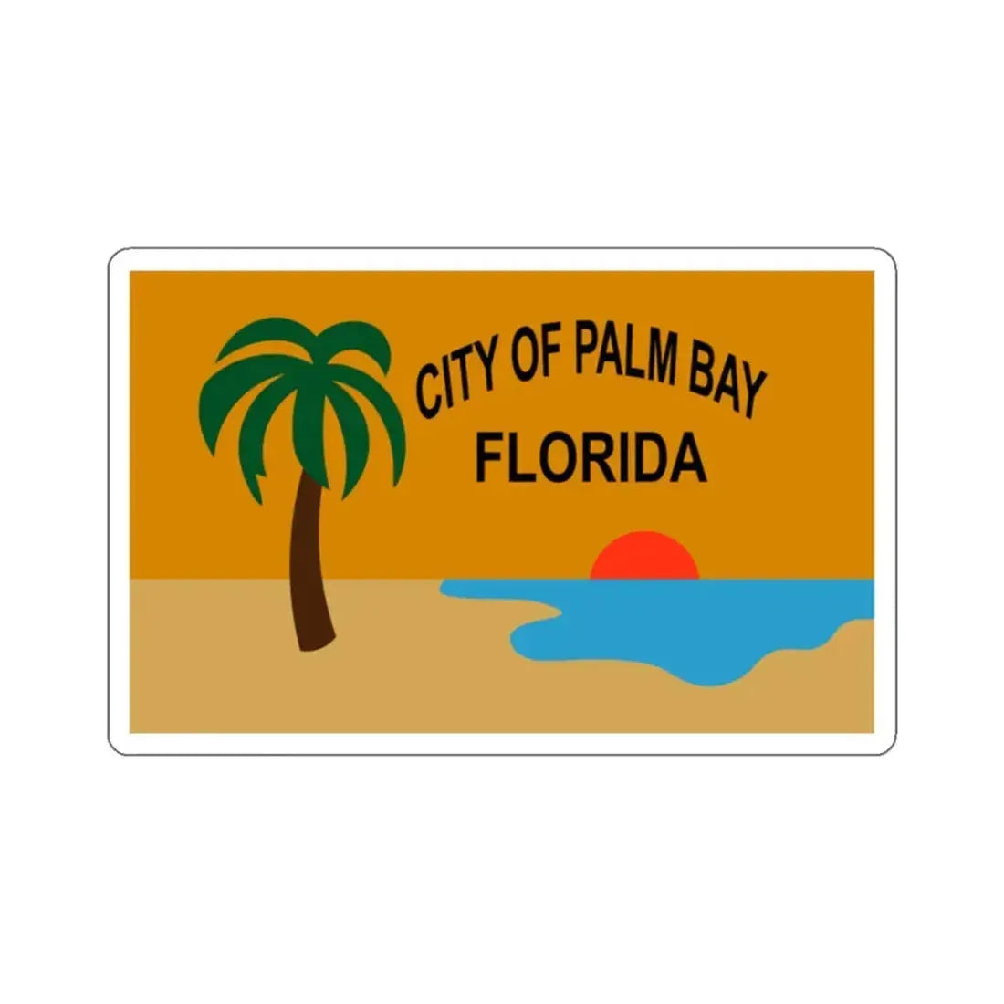 Flag of the City of Palm Bay, Florida - STICKER Vinyl Kiss-Cut Decal 2 Inch White - The Sticker Space