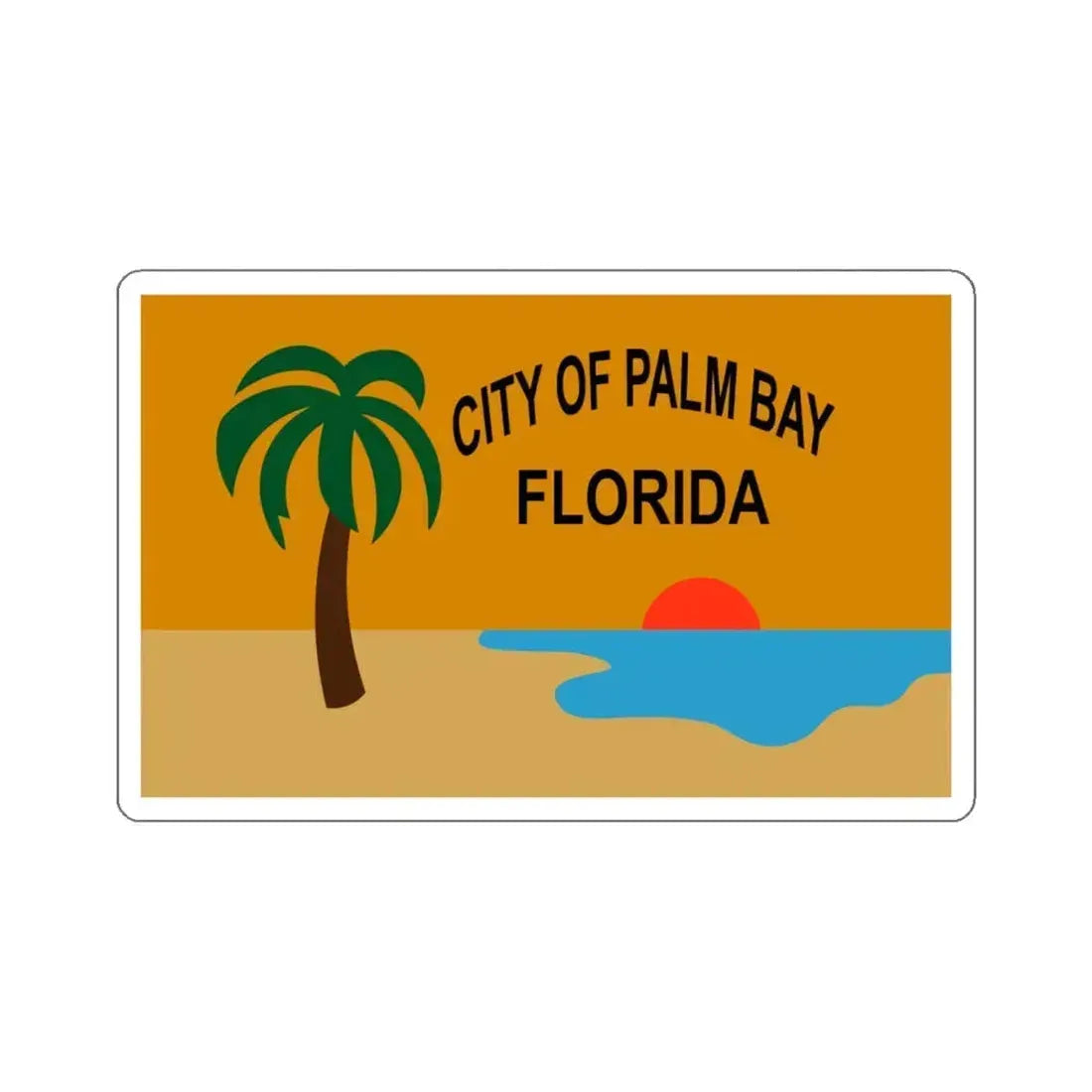 Flag of the City of Palm Bay, Florida - STICKER Vinyl Kiss-Cut Decal 6 Inch White - The Sticker Space