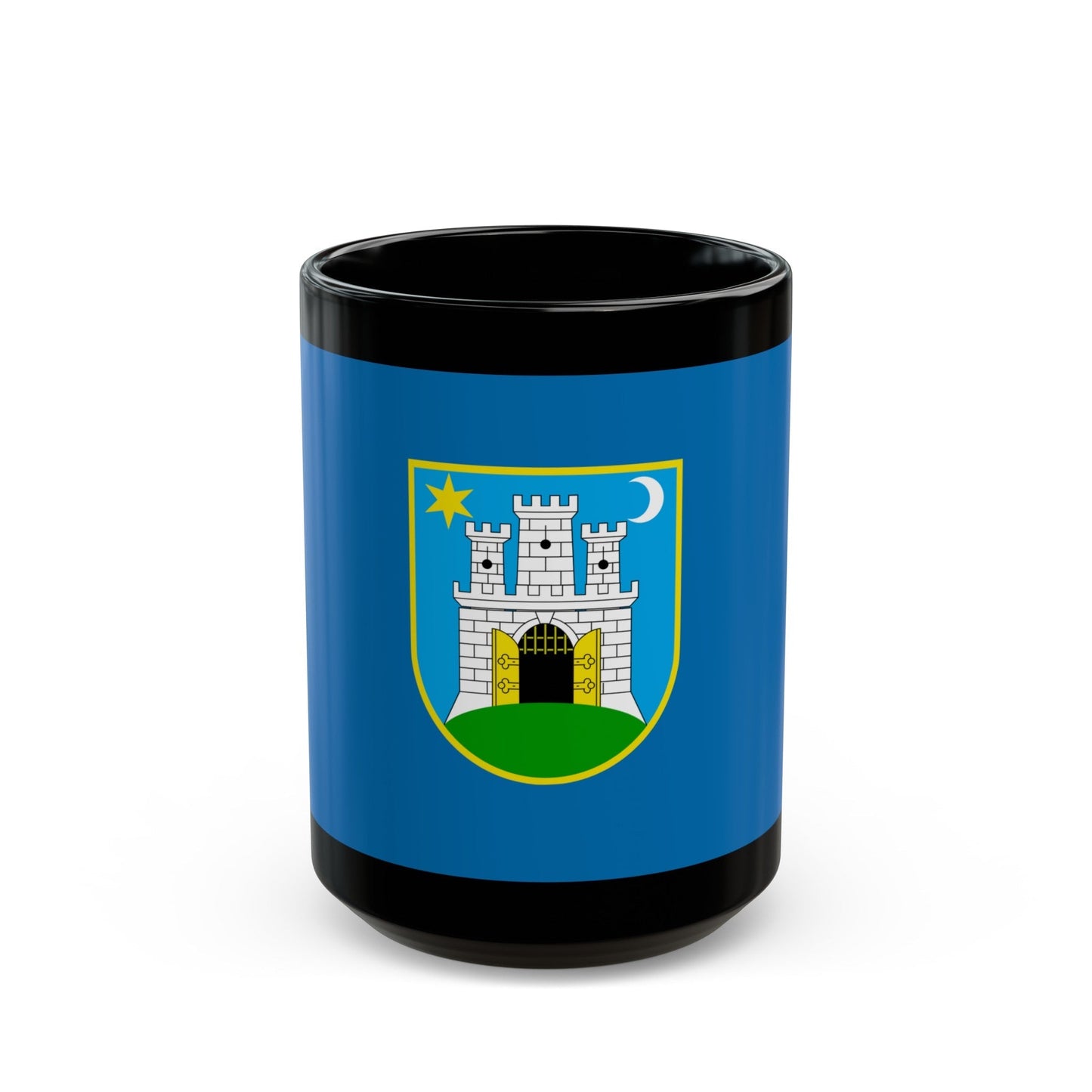 Flag of the City of Zagreb Croatia - Black Coffee Mug-15oz-The Sticker Space