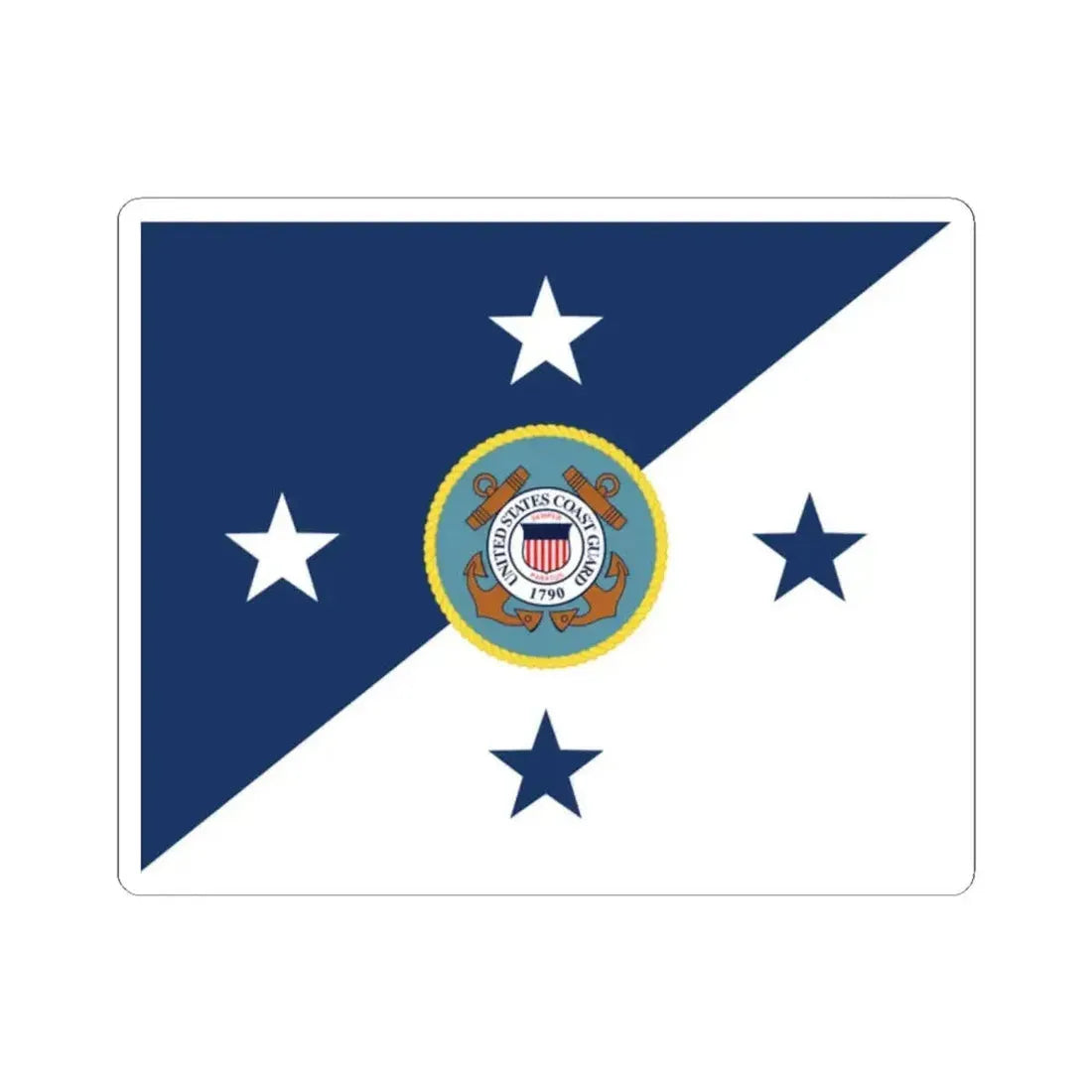 Flag of the Commandant of the United States Coast Guard (United States) STICKER Vinyl Kiss-Cut Decal 2 Inch White - The Sticker Space