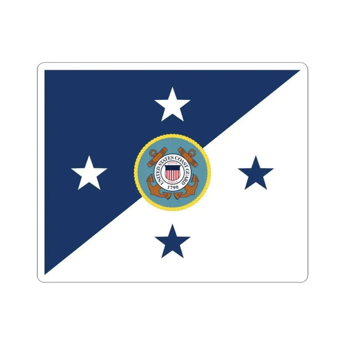 Flag of the Commandant of the United States Coast Guard (United States) STICKER Vinyl Kiss-Cut Decal 3 Inch White - The Sticker Space