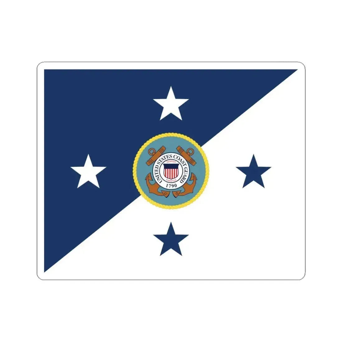 Flag of the Commandant of the United States Coast Guard (United States) STICKER Vinyl Kiss-Cut Decal 4 Inch White - The Sticker Space