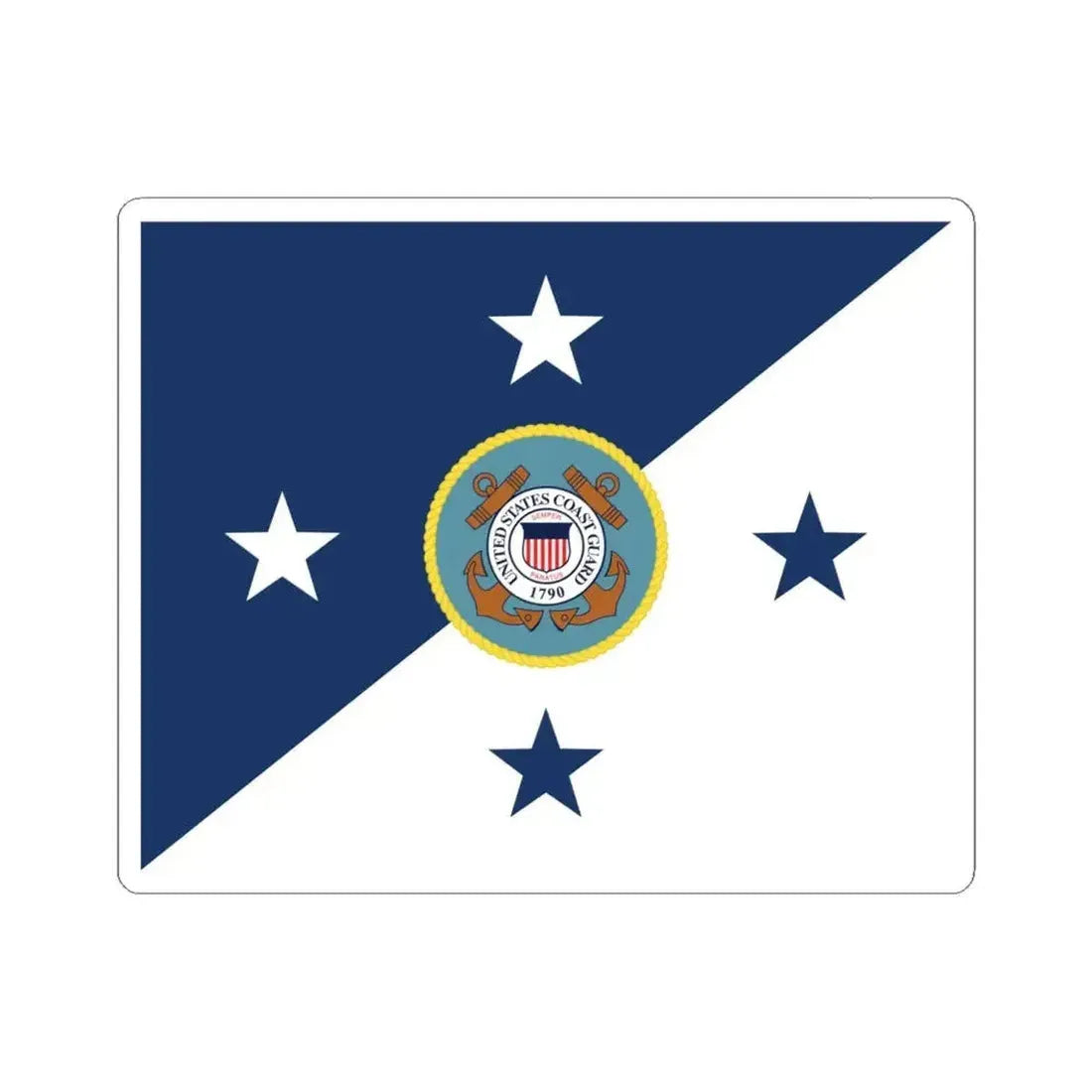 Flag of the Commandant of the United States Coast Guard (United States) STICKER Vinyl Kiss-Cut Decal 6 Inch White - The Sticker Space