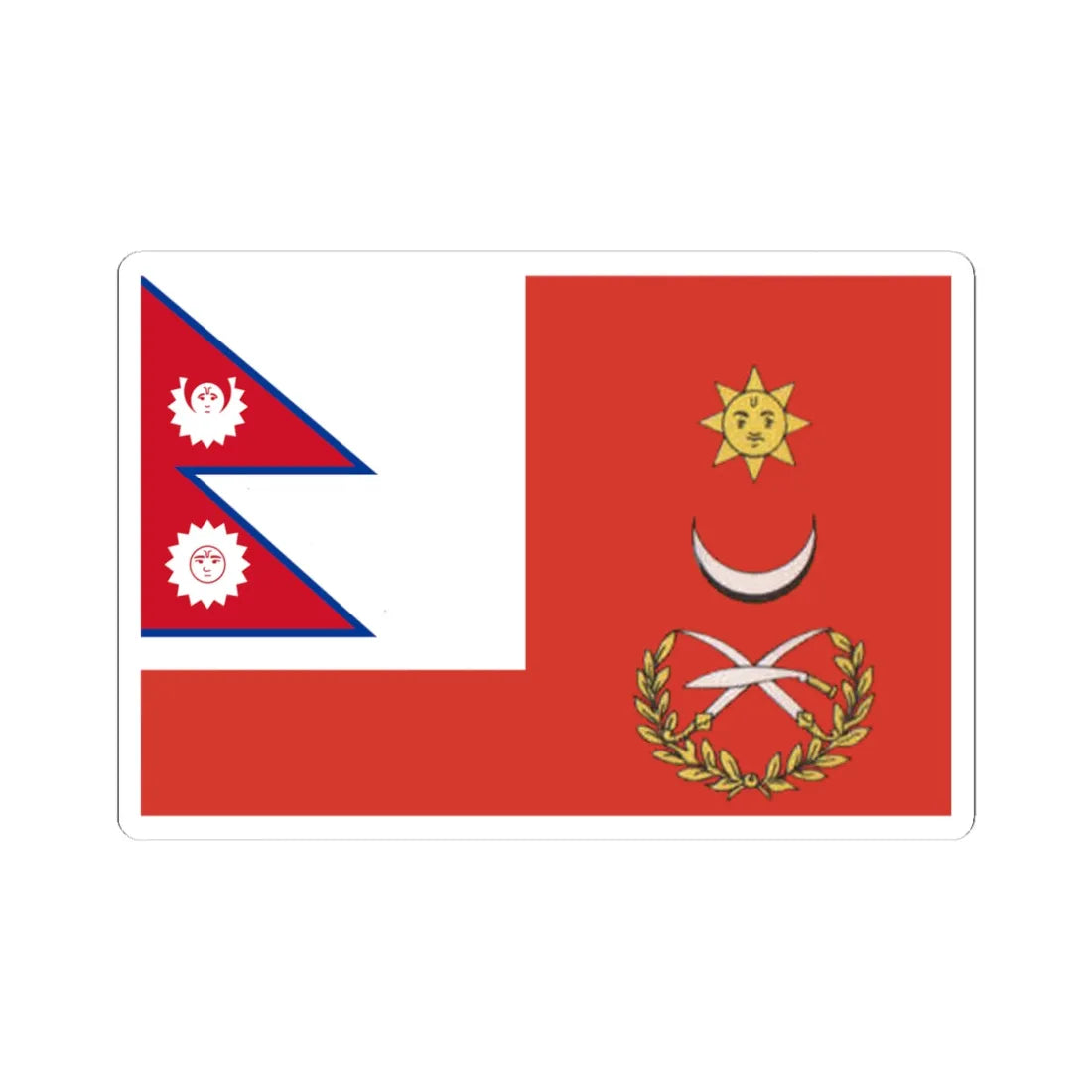Flag of the Commander-in-Chief of the Nepal Army circa 1969 (Nepal) STICKER Vinyl Kiss-Cut Decal 4 Inch White - The Sticker Space