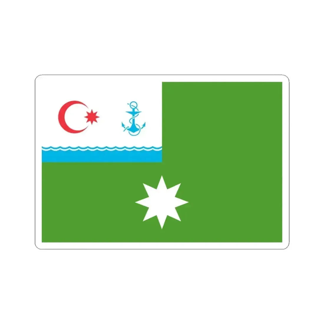 Flag of the Commander of Group of Vessels of the Azerbaijan State Border Service (Azerbaijan) STICKER Vinyl Kiss-Cut Decal 3 Inch White - The Sticker Space