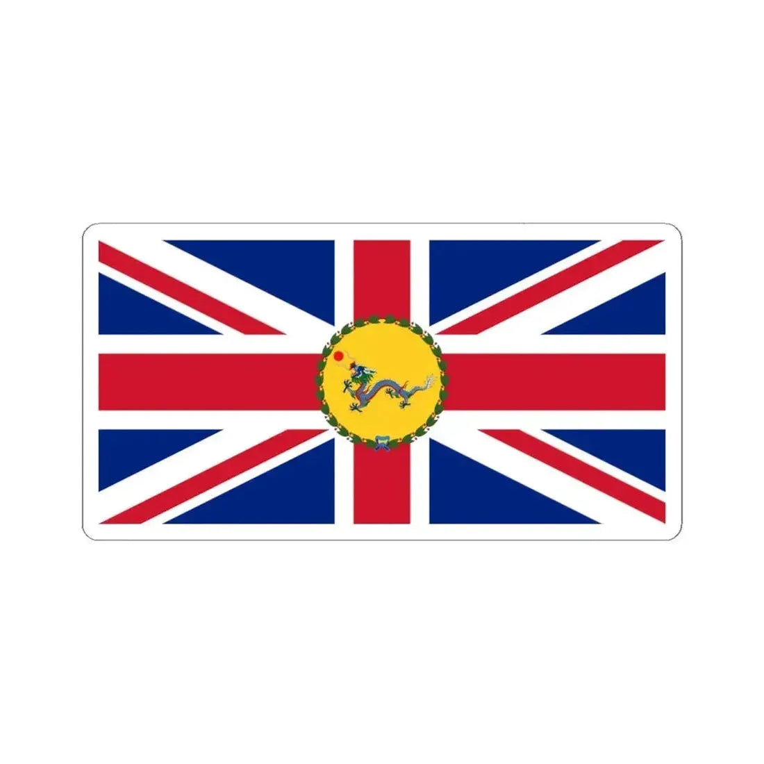 Flag of the Commissioner of Weihaiwei 1899-1903 (China) STICKER Vinyl Kiss-Cut Decal 4 Inch White - The Sticker Space