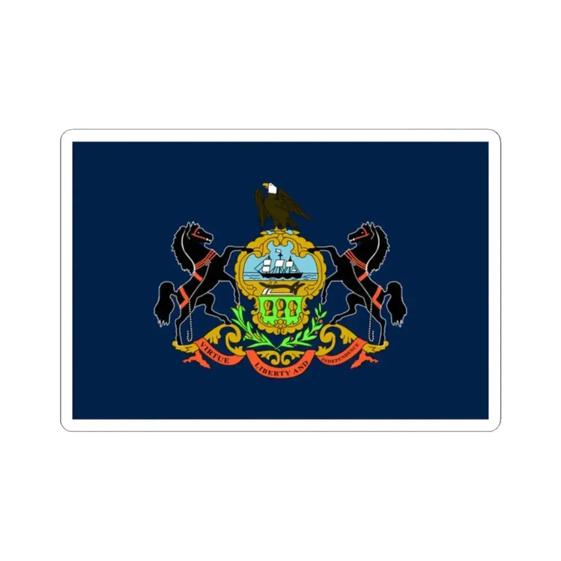 Flag of the Commonwealth of Pennsylvania (United States) STICKER Vinyl Kiss-Cut Decal 2 Inch White - The Sticker Space