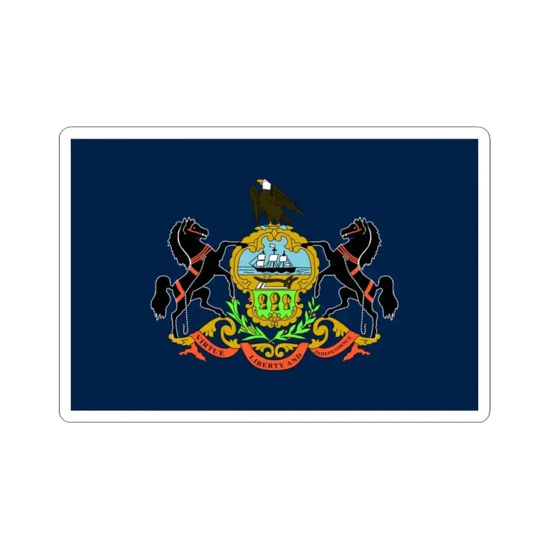 Flag of the Commonwealth of Pennsylvania (United States) STICKER Vinyl Kiss-Cut Decal 3 Inch White - The Sticker Space