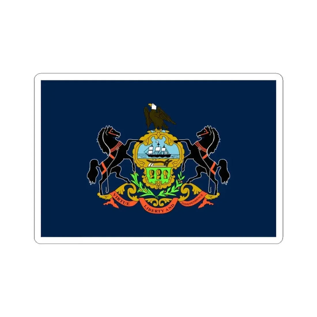 Flag of the Commonwealth of Pennsylvania (United States) STICKER Vinyl Kiss-Cut Decal 4 Inch White - The Sticker Space