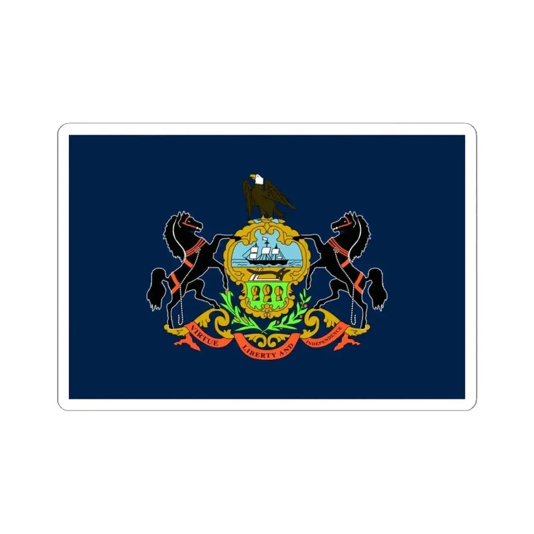Flag of the Commonwealth of Pennsylvania (United States) STICKER Vinyl Kiss-Cut Decal 6 Inch White - The Sticker Space