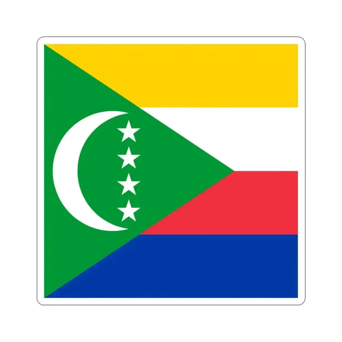 Flag of the Comoros 1-1 (Comoros) STICKER Vinyl Kiss-Cut Decal 3 Inch White - The Sticker Space