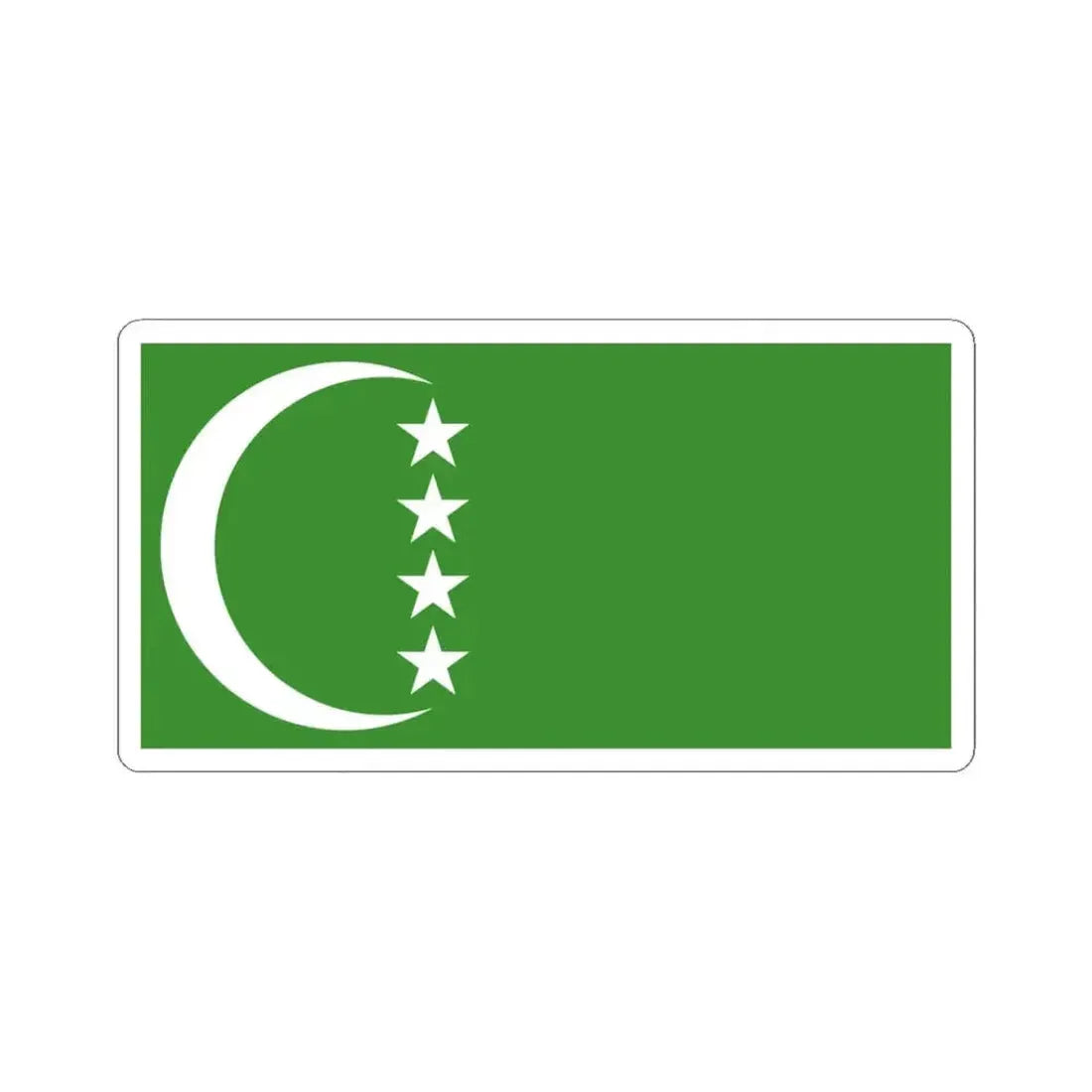 Flag of the Comoros 1978-1992 - type 2 (Comoros) STICKER Vinyl Kiss-Cut Decal 3 Inch White - The Sticker Space