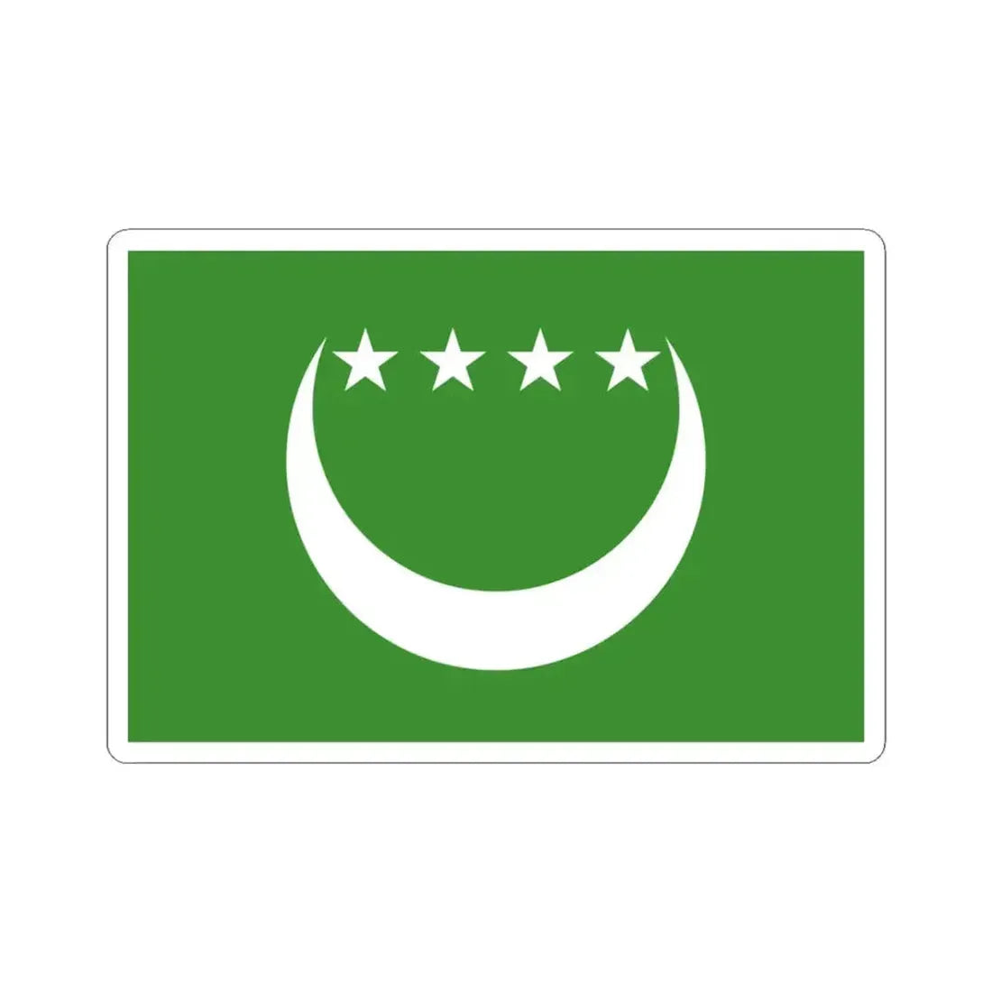 Flag of the Comoros 1992-1996 3-2 (Comoros) STICKER Vinyl Kiss-Cut Decal 3 Inch White - The Sticker Space