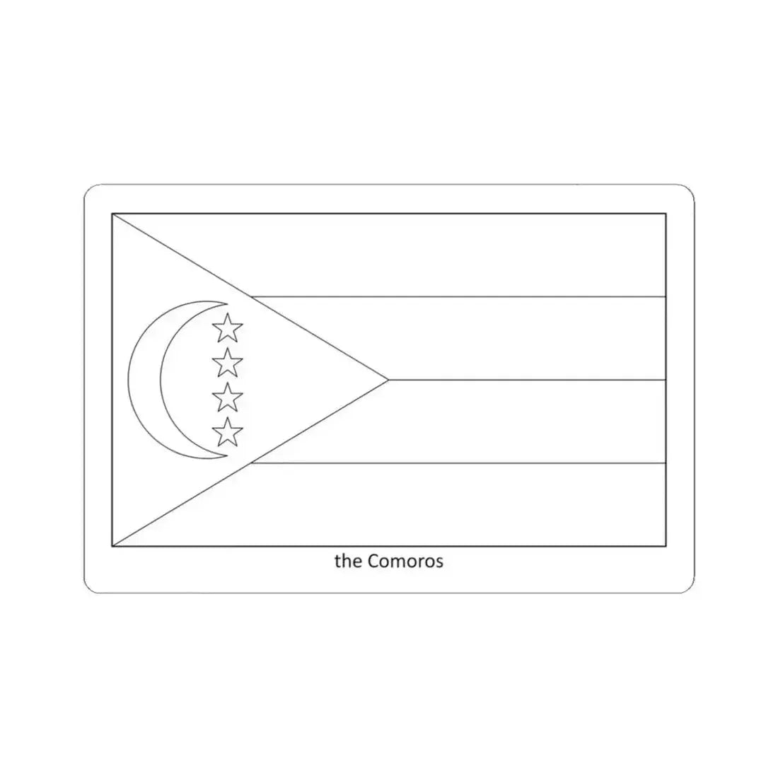 Flag of the Comoros colouring page (Comoros) STICKER Vinyl Kiss-Cut Decal 3 Inch White - The Sticker Space
