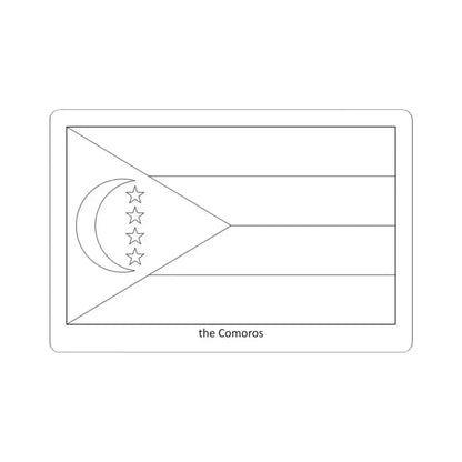 Flag of the Comoros colouring page (Comoros) STICKER Vinyl Kiss-Cut Decal 3 Inch White - The Sticker Space