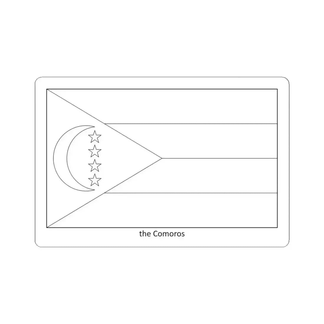 Flag of the Comoros colouring page (Comoros) STICKER Vinyl Kiss-Cut Decal 4 Inch White - The Sticker Space