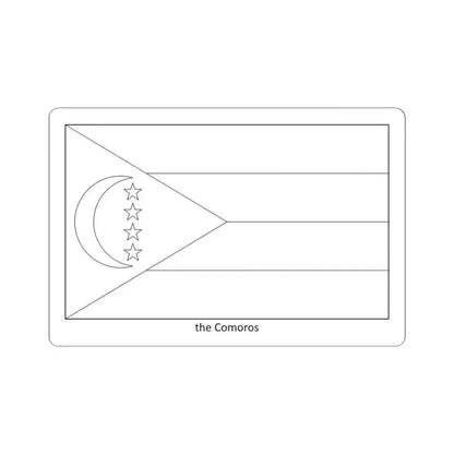 Flag of the Comoros colouring page (Comoros) STICKER Vinyl Kiss-Cut Decal 4 Inch White - The Sticker Space