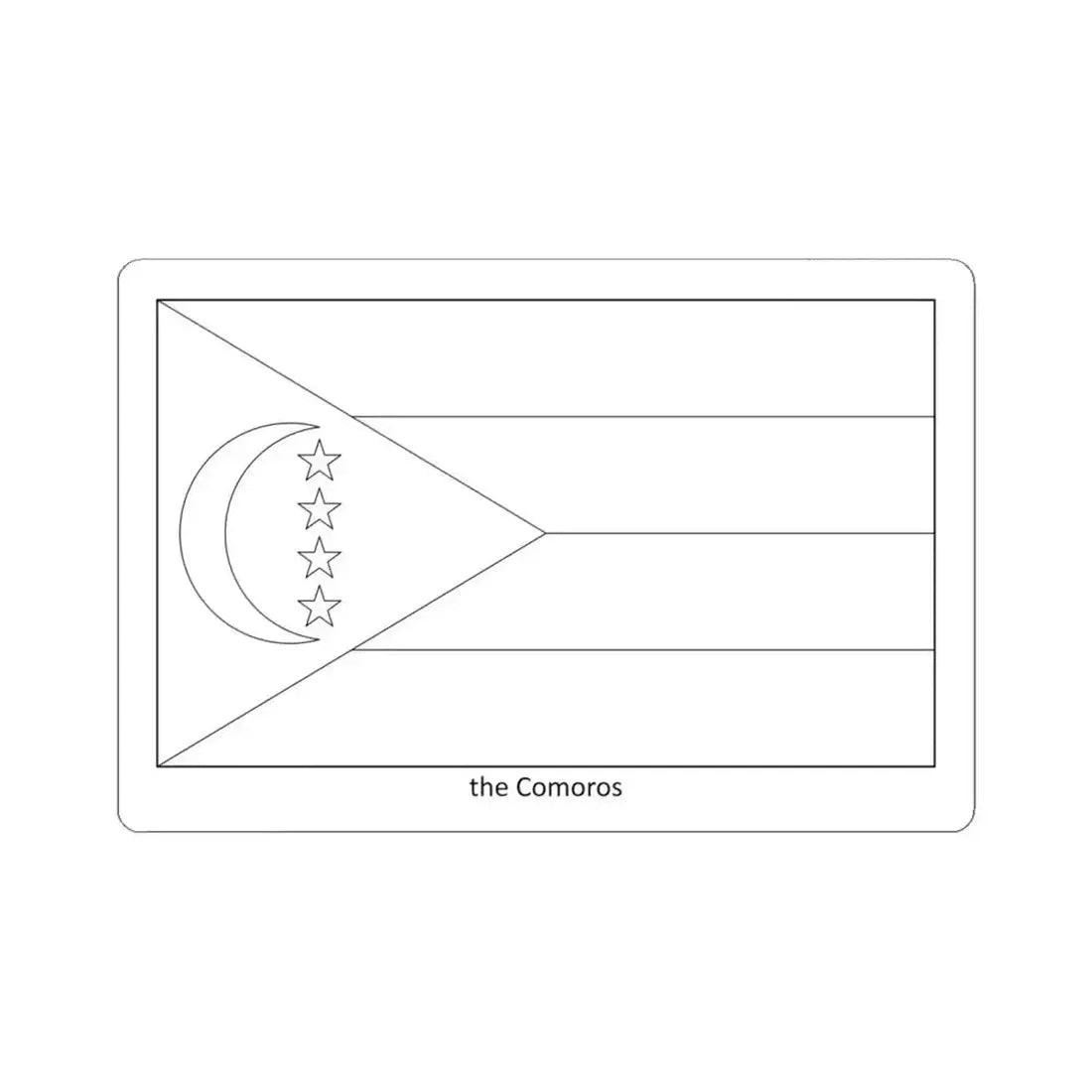 Flag of the Comoros colouring page (Comoros) STICKER Vinyl Kiss-Cut Decal 6 Inch White - The Sticker Space