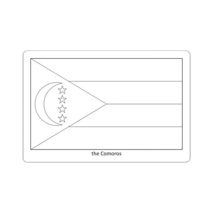 Flag of the Comoros colouring page (Comoros) STICKER Vinyl Kiss-Cut Decal 6 Inch White - The Sticker Space