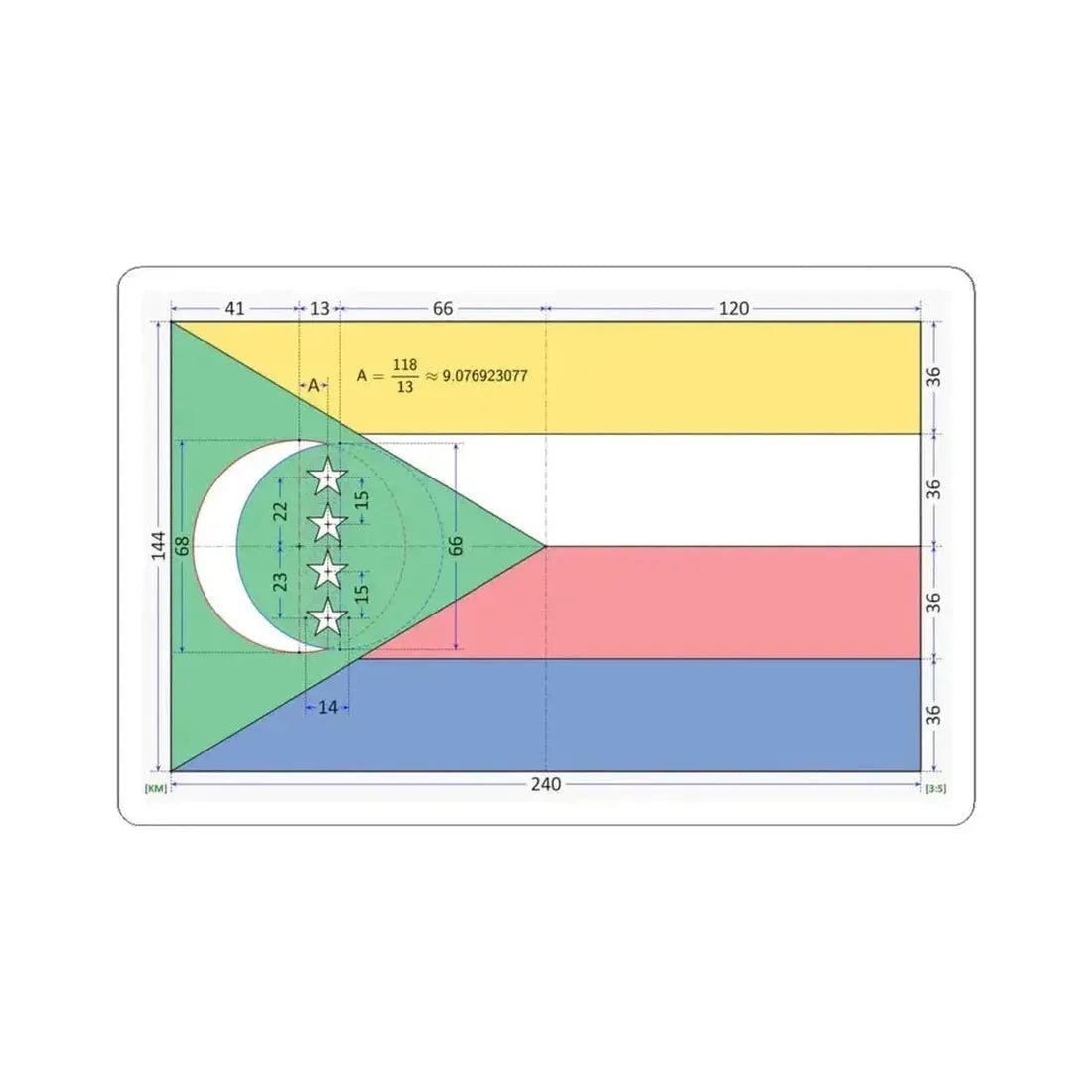 Flag of the Comoros construction sheet (Comoros) STICKER Vinyl Kiss-Cut Decal 4 Inch White - The Sticker Space