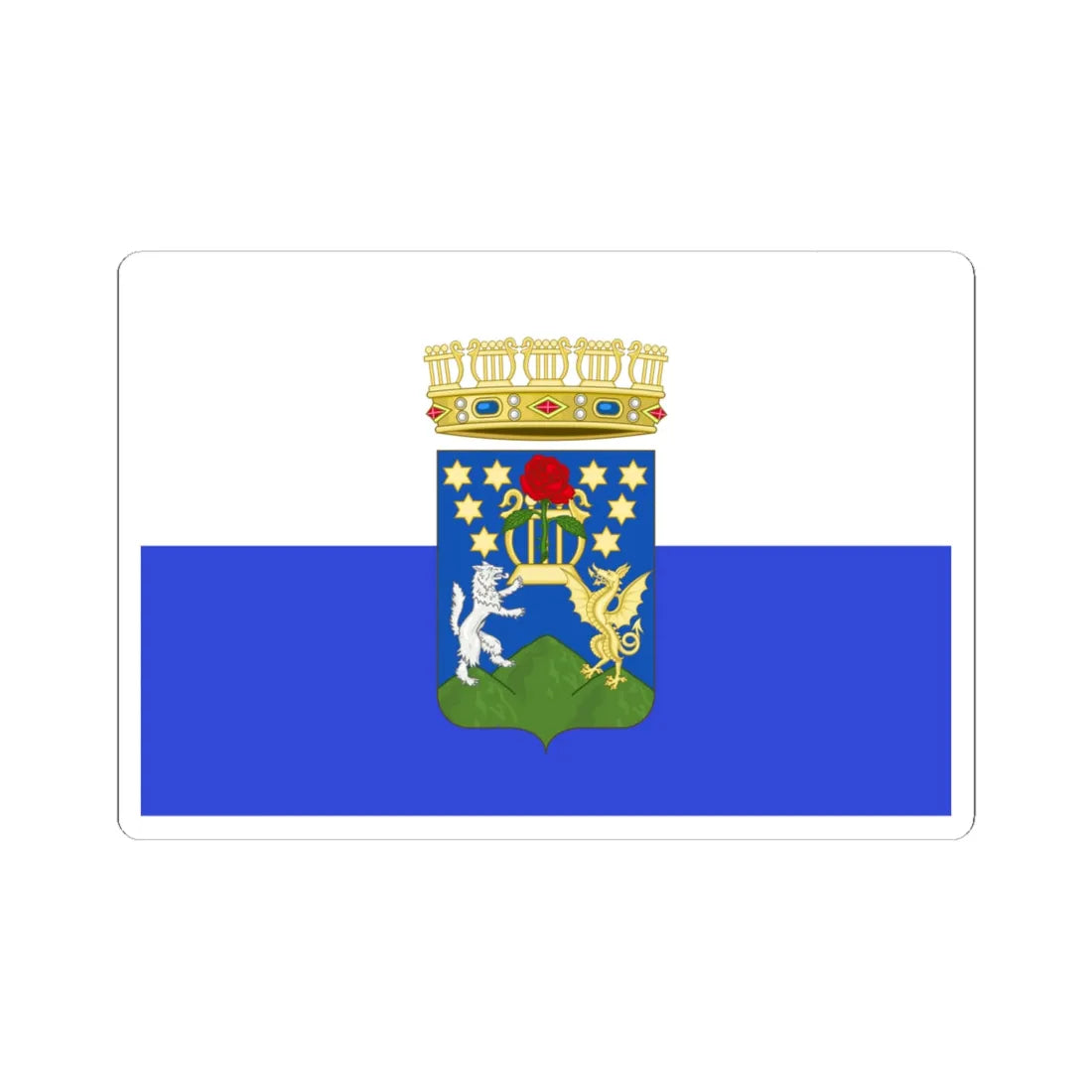 Flag of the Conservatory of music Domenico Cimarosa (Italy) (Coat of Arms) STICKER Vinyl Kiss-Cut Decal 6 Inch White - The Sticker Space