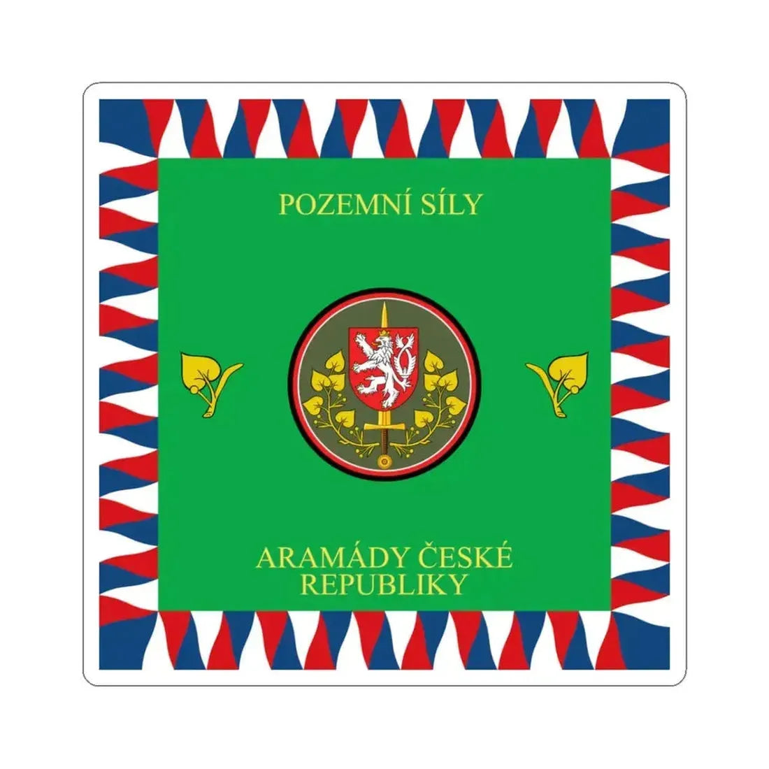 Flag of the Czech Land Force (Czech Republic) STICKER Vinyl Kiss-Cut Decal 3 Inch White - The Sticker Space
