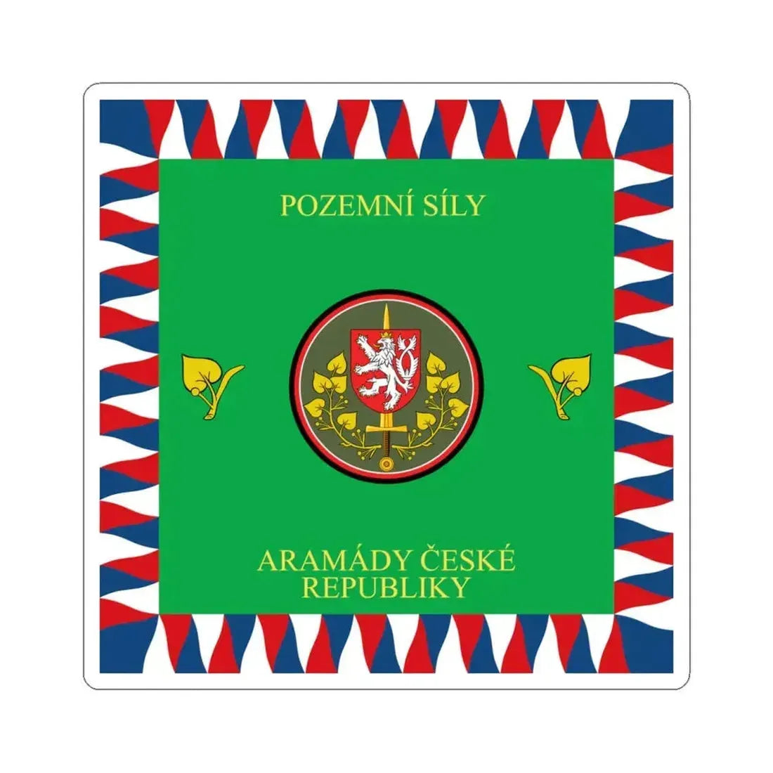 Flag of the Czech Land Force (Czech Republic) STICKER Vinyl Kiss-Cut Decal 4 Inch White - The Sticker Space