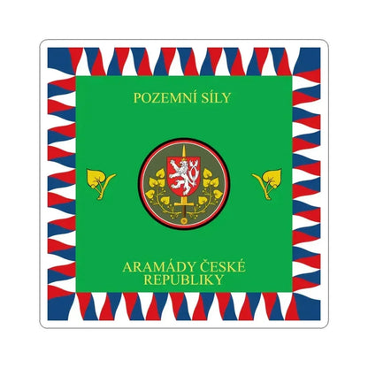 Flag of the Czech Land Force (Czech Republic) STICKER Vinyl Kiss-Cut Decal 4 Inch White - The Sticker Space