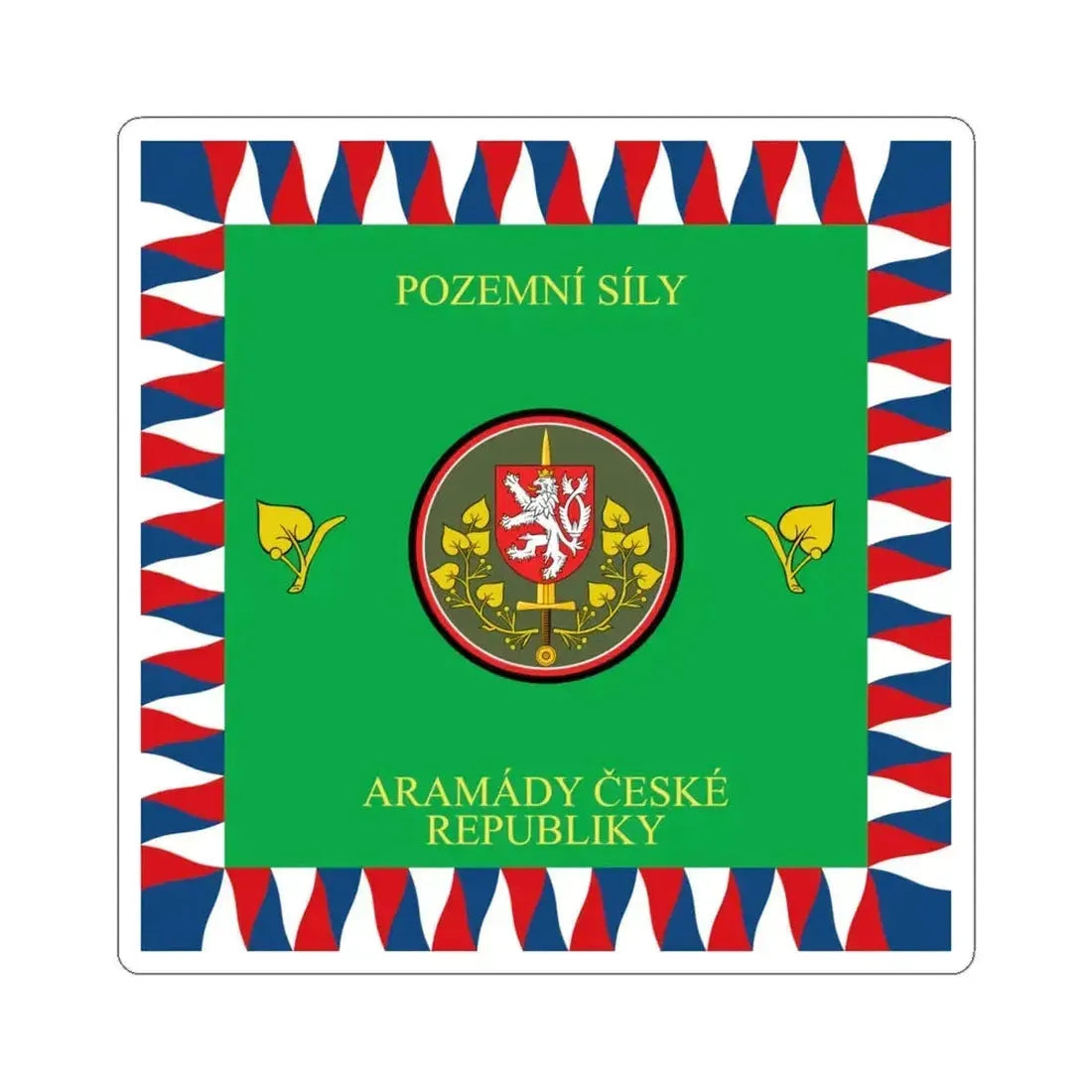 Flag of the Czech Land Force (Czech Republic) STICKER Vinyl Kiss-Cut Decal 6 Inch White - The Sticker Space