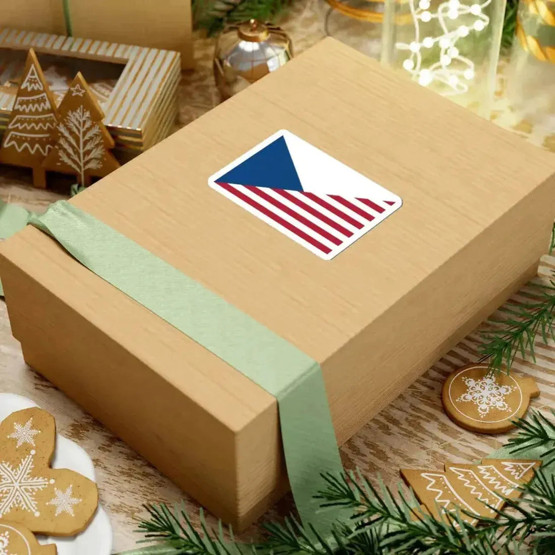 Flag of the Czech Republic and the United States (Czech Republic) STICKER Vinyl Kiss-Cut Decal - The Sticker Space