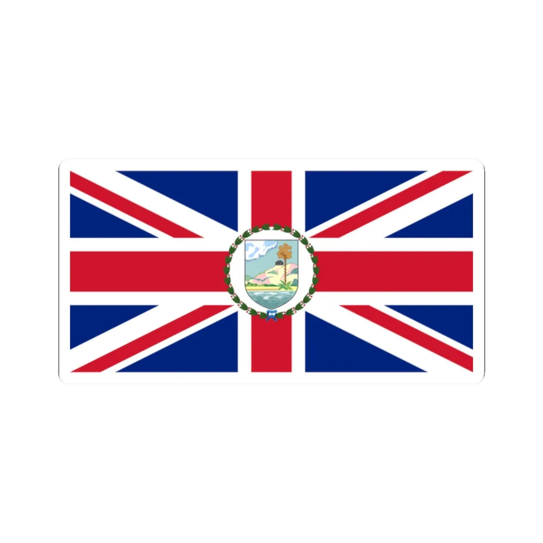 Flag of the Governor of Antigua and Barbuda 1956-1967 (Antigua and Barbuda) (Coat of Arms) STICKER Vinyl Kiss-Cut Decal 2 Inch White - The Sticker Space
