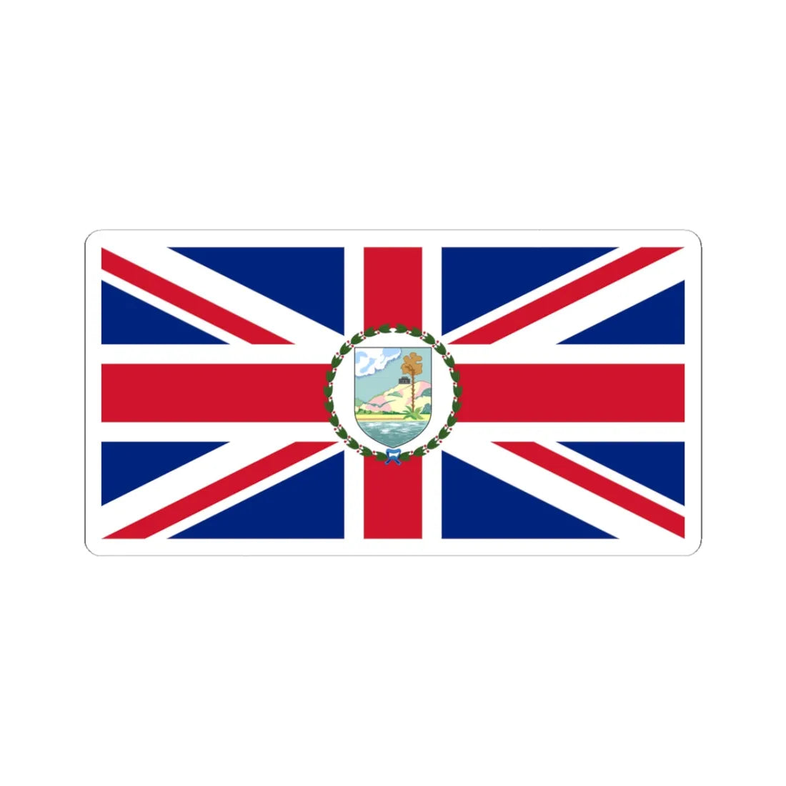Flag of the Governor of Antigua and Barbuda 1956-1967 (Antigua and Barbuda) (Coat of Arms) STICKER Vinyl Kiss-Cut Decal 3 Inch White - The Sticker Space