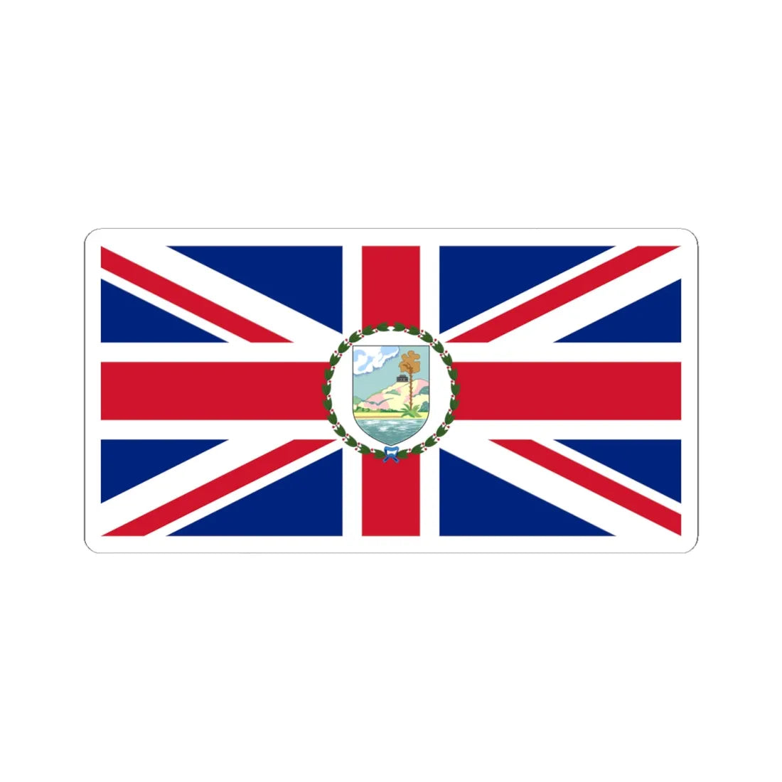 Flag of the Governor of Antigua and Barbuda 1956-1967 (Antigua and Barbuda) (Coat of Arms) STICKER Vinyl Kiss-Cut Decal 4 Inch White - The Sticker Space