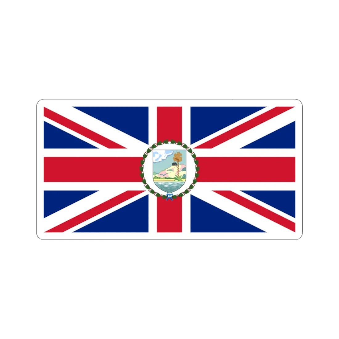 Flag of the Governor of Antigua and Barbuda 1956-1967 (Antigua and Barbuda) (Coat of Arms) STICKER Vinyl Kiss-Cut Decal 6 Inch White - The Sticker Space