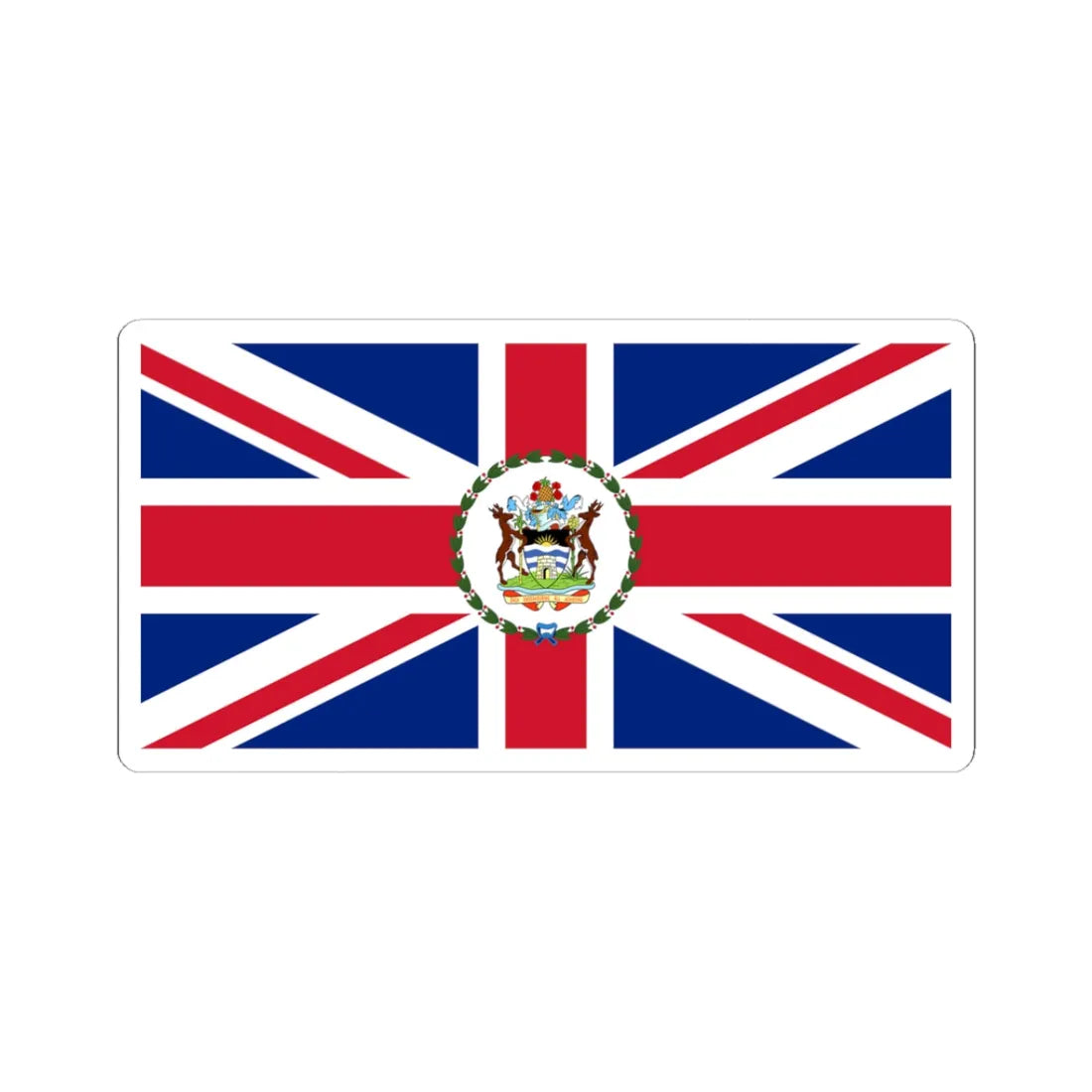 Flag of the Governor of Antigua and Barbuda 1967-1981 (Antigua and Barbuda) (Coat of Arms) STICKER Vinyl Kiss-Cut Decal 3 Inch White - The Sticker Space