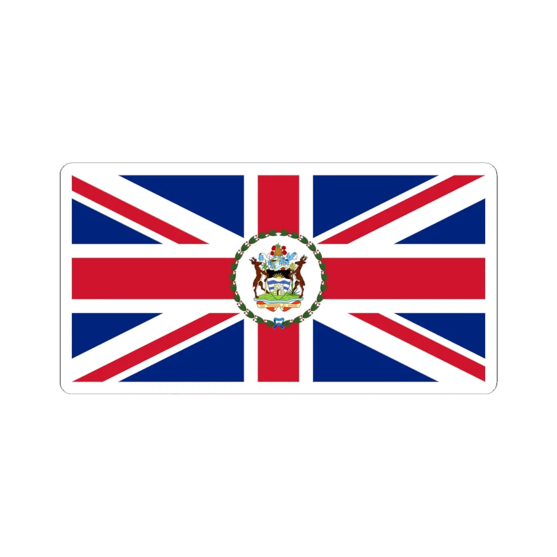 Flag of the Governor of Antigua and Barbuda 1967-1981 (Antigua and Barbuda) (Coat of Arms) STICKER Vinyl Kiss-Cut Decal 4 Inch White - The Sticker Space
