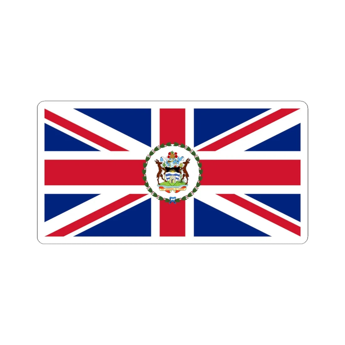 Flag of the Governor of Antigua and Barbuda 1967-1981 (Antigua and Barbuda) (Coat of Arms) STICKER Vinyl Kiss-Cut Decal 6 Inch White - The Sticker Space