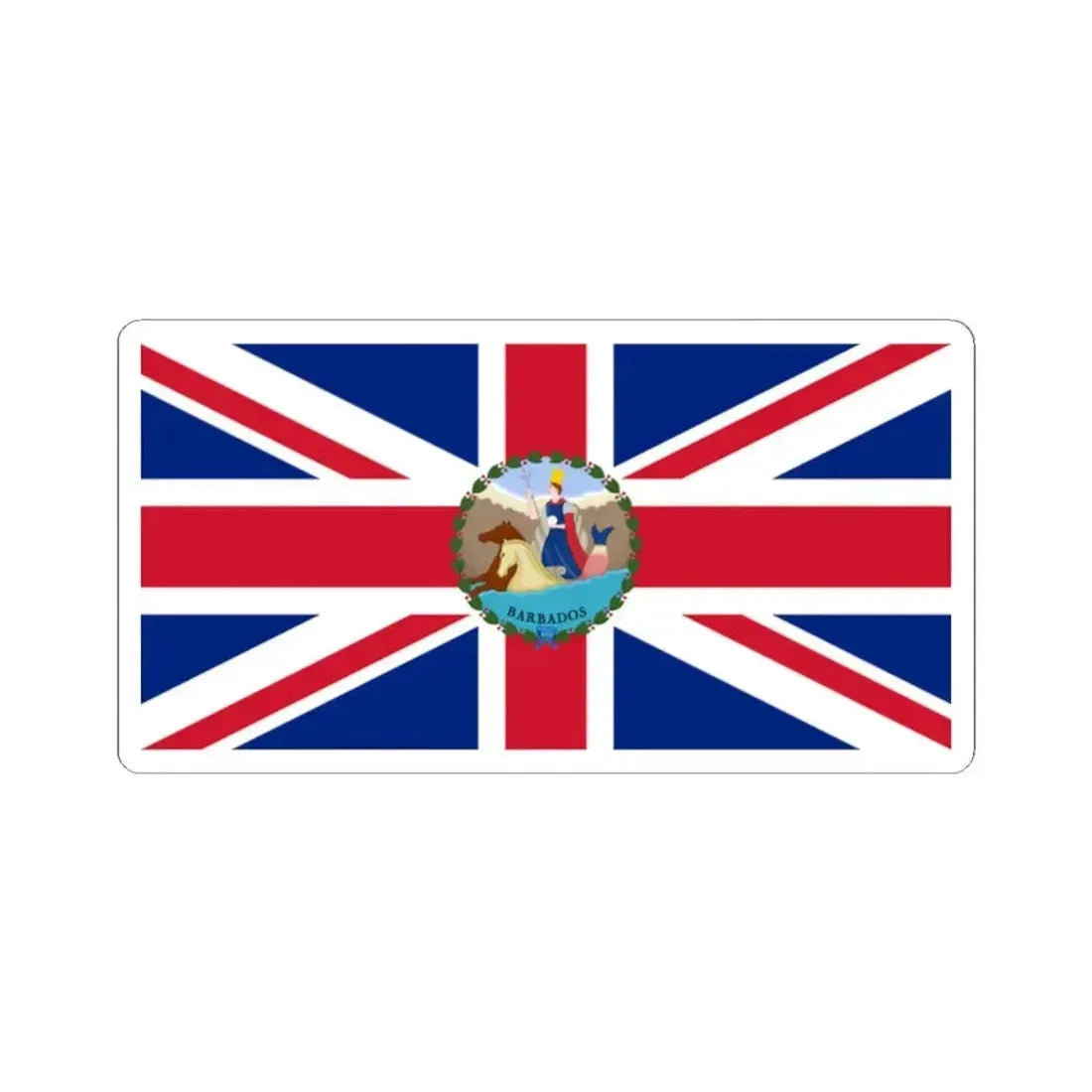 Flag of the Governor of Barbados 1870-1966 (Barbados) STICKER Vinyl Kiss-Cut Decal 2 Inch White - The Sticker Space