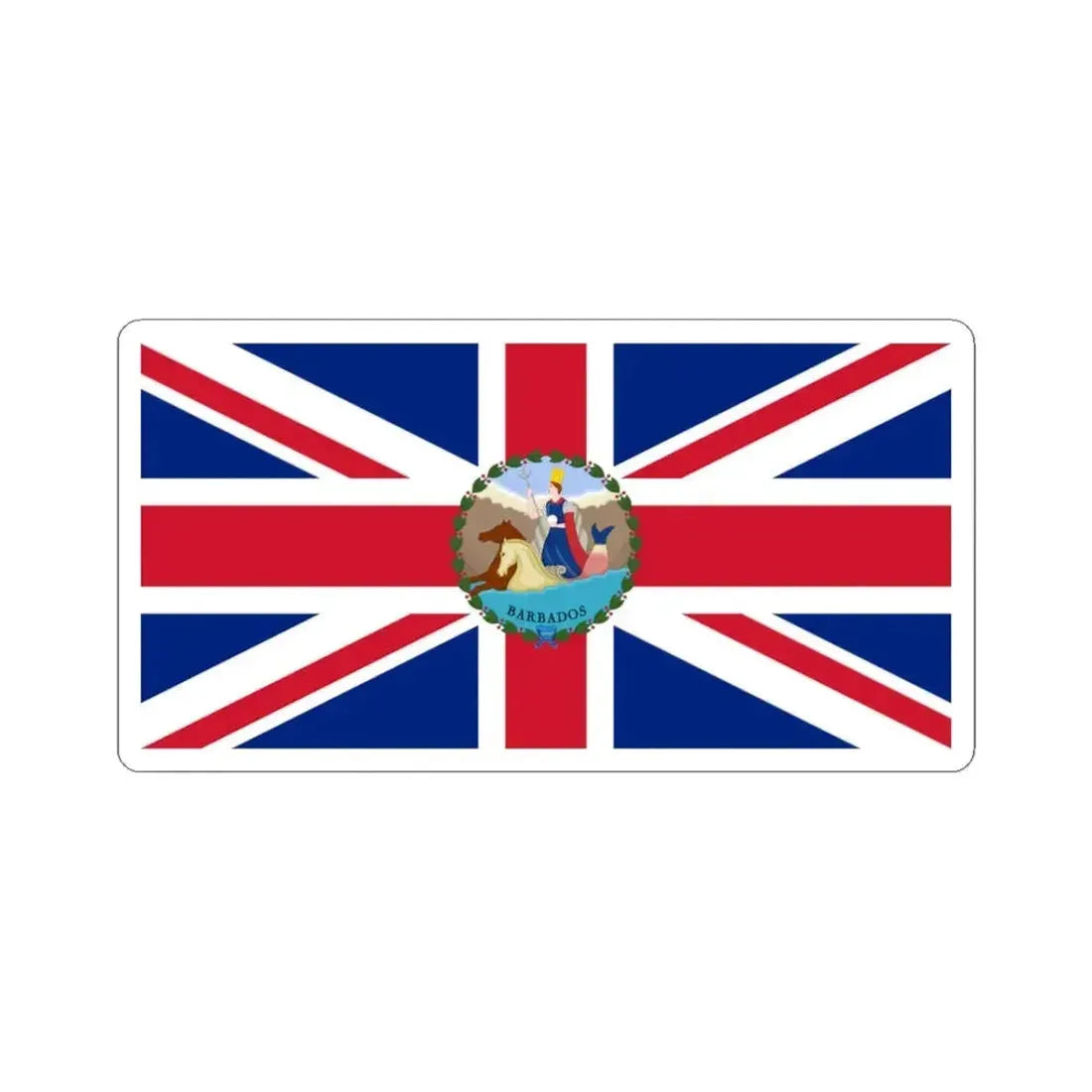 Flag of the Governor of Barbados 1870-1966 (Barbados) STICKER Vinyl Kiss-Cut Decal 3 Inch White - The Sticker Space