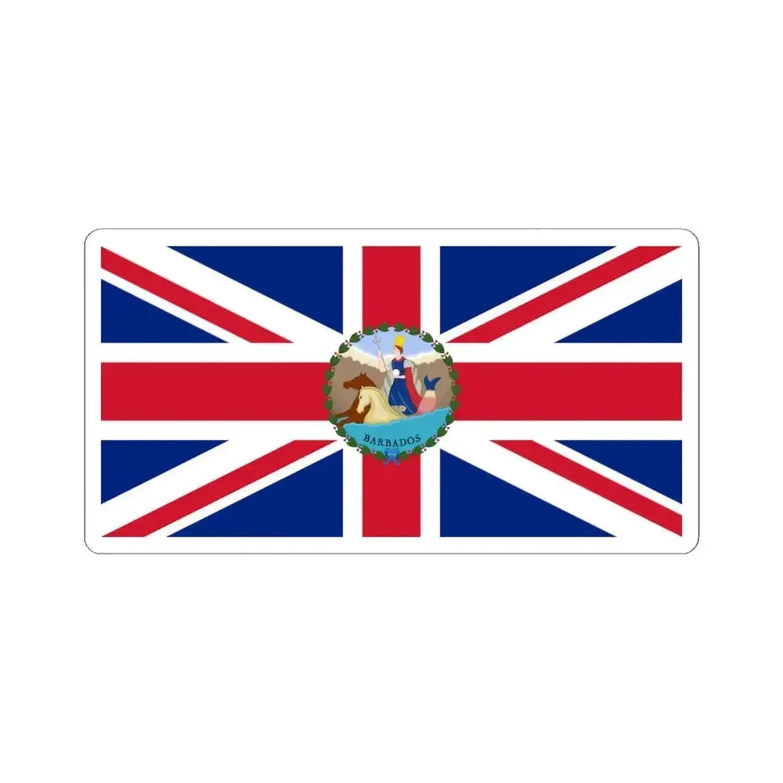Flag of the Governor of Barbados 1870-1966 (Barbados) STICKER Vinyl Kiss-Cut Decal 4 Inch White - The Sticker Space