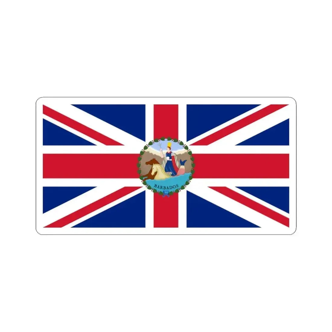 Flag of the Governor of Barbados 1870-1966 (Barbados) STICKER Vinyl Kiss-Cut Decal 6 Inch White - The Sticker Space